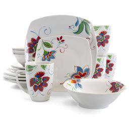 Gibson Home Altavista 16 Piece Fine Ceramic Soft Square Dinnerware Set