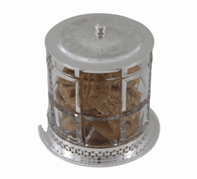 Cookie Jar Crystal/English Silver Plate Low Gallery