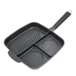 MASTERPAN Nonstick 3-Section Grill & Griddle Skillet, 11" (28cm)