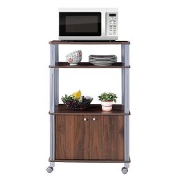Modern 3-Shelf Kitchen Bakerâˆšâ‰ s Rack Cart on Wheels in Brown Wood Finish