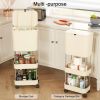 5 Gallon Mobile Elevated Kitchen Trash Can with Lid in Cream with Wheels