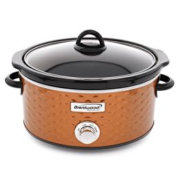 cBrentwood Scallop Pattern 4.5 Quart Slow Cooker in Copper