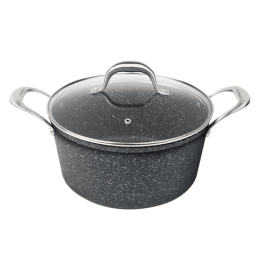 MASTERPAN Nonstick Granite Look Stock Pot With Glass Lid, 5 Qt.  9.5" (24cm)