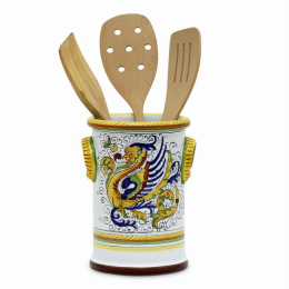 RAFFAELLESCO: Utensil Holder (size: 5.5 DIAM. X 7.5 HIGH (Dimensions measured in Inches))