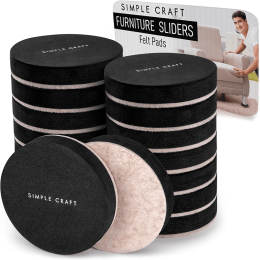Simple Craft 16pcs Felt Furniture Sliders for Hardwood Floors (Color: FP)
